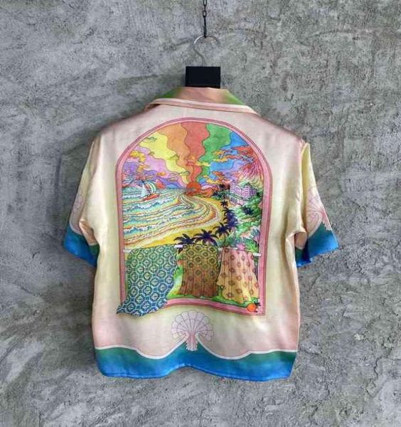 

a 2022ss dream shirt beach coconut silk long sleeve shirt sunset vortex oil painting men and women shirts1868758, White;black