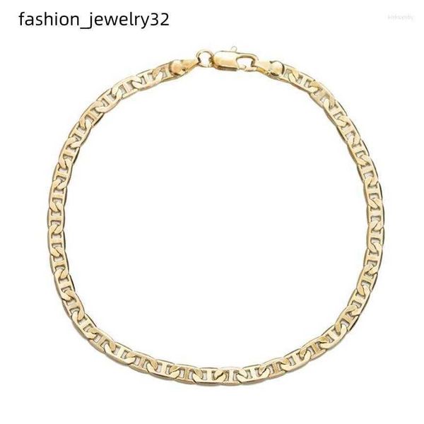 

anklets 4mm mariner link chain gold color anklet 9 10 11 inches cuban ankle bracelet for women men waterproof kirk222618, Red;blue