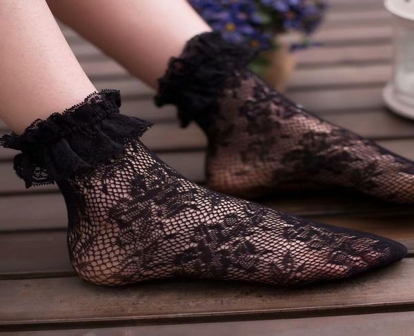 

new lace lolita socks soft hosiery cosplay short women socks6747684, Black;white