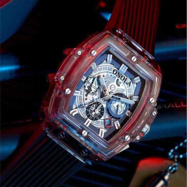 

designer watches richads miler richards personalized large dial casual fashion mens wine bucket silicone tape waterproof sports timing code, Slivery;black