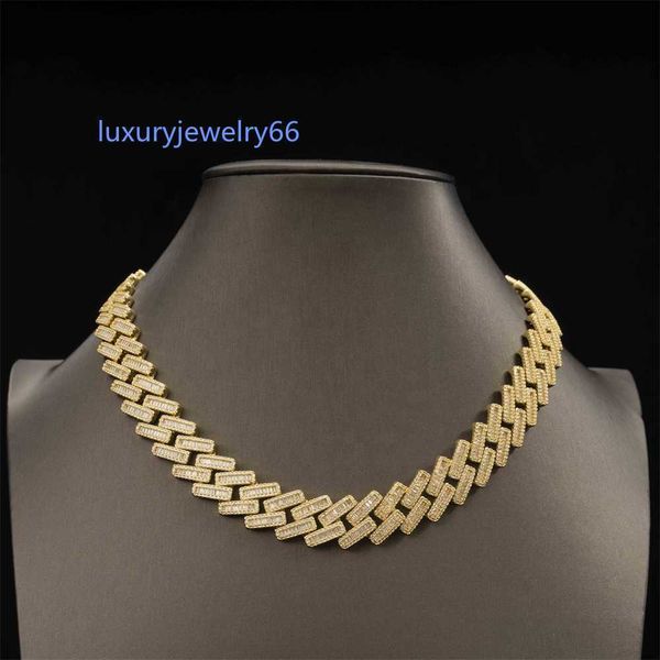 

factory price bling iced out mens jewelry bracelet necklace baguette hip hop 925 silver moissanite cuban link chain