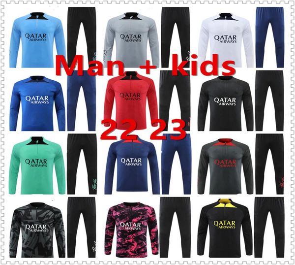 

2022 2023 tracksuit psgs hooded jacket tracksuits men and kids long sleeves messis sur sets 22 23 child training suits7540138, Gray