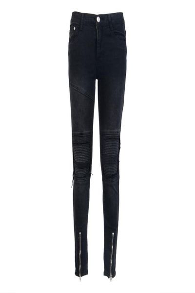 

new fashion men distressed ripped jeans black denim pants slim skinny fit trousers casula mens skinny hole zipper pencil jeans2710433, Blue