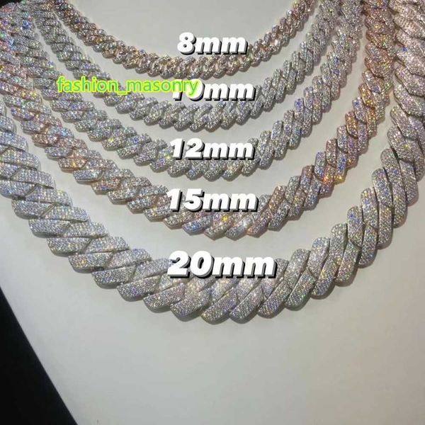 

Custom Pass Test Vvs Moissanite Dia Cuban k Chain 10mm 12mm 15mm 18mm 20mm Hip Hop Necklace Men Jewelry