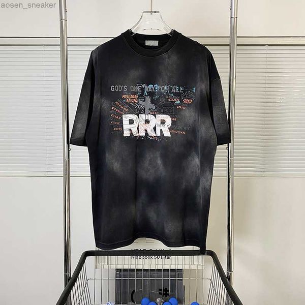 

selling tie dye rrr123 trend t-shirt 1:1 rrr 123 vintage washed heavy fabric personalized tees clothing, White;black