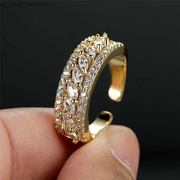 

band rings antique gold color engagement ring luxury crystal small stone ring marquise white wedding rings for women opening jewelry r230831, Silver