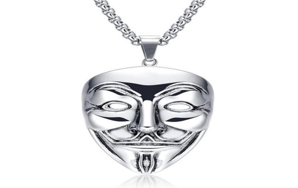 

pendant necklaces movie vmens collar con colgante de acero inoxidable cadena hip hop adecuado para vendetta anonymous8034729, Silver