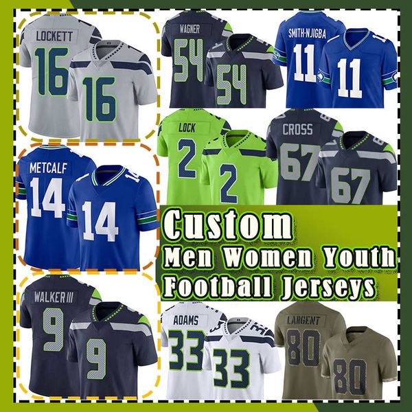 

dk metcalf football jerseys tyler lockett kenneth walker iii drew lock fan seattles tariq woolen bobby wagner seahawks jamal adams jaxon smi, Black;red