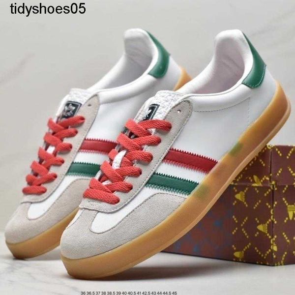 

luxury designer shoes high end soft leather gazelle co branding dexun shoes sneakers flat soles color matching new lovers casual shoes, Black