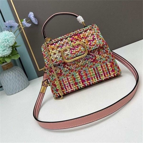 

vltn designer elegant bag purse colorful hollow woven 2023 summer fashion casual handheld one shoulder crossbody business briefcase square j