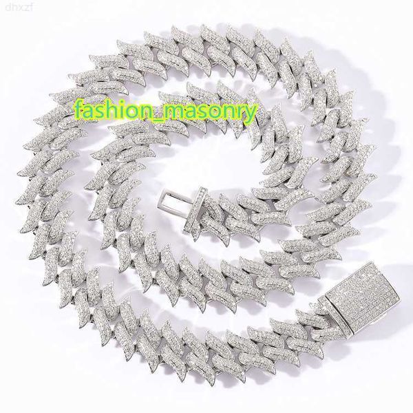 

spiked shape 12mm 16mm wide cuban chain jewelry 925 solid silver moissanite cuban link chain mans hip hop necklace