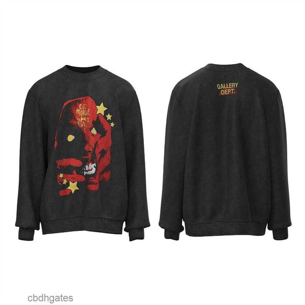

vintage sweater mens fashion gallerry deptt american brand printed trendy washed men's loose hoodie hoodies wxbc, Black