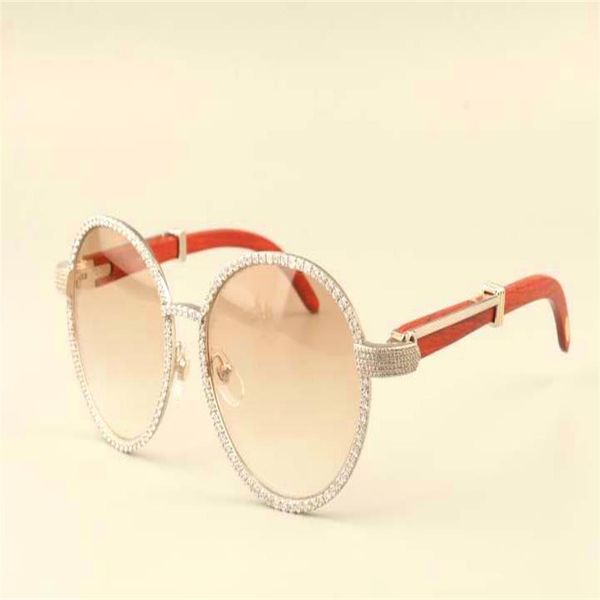 

2019 new round frame diamond sunglasses t19900692 sunglasses retro fashion sunhat natural wooden temple sunglasses268n, White;black