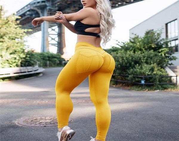 

2020 new leggings high waist woman fitness yoga pants push up gym sport leggings slim stretch running tights3386713, Black