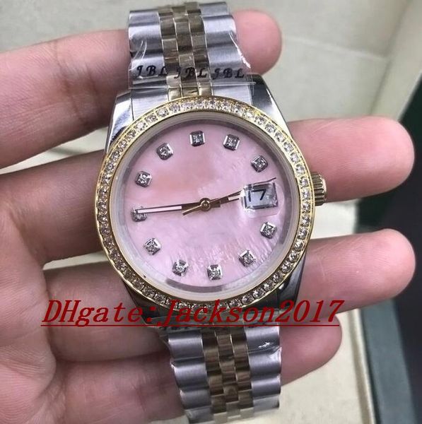 

36mm women's automatic mechanical watch ladies diamond watches women stainless steel folding buckle sport waterproof fashion wristwatch, Slivery;brown
