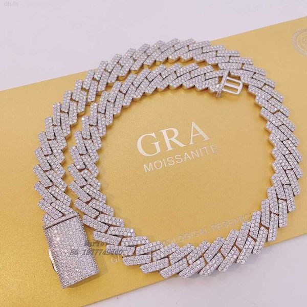

pass diamond tester 15mm s925 bussdown custom cuban necklace wholesale price vvs moissanite cuban link chain s925, Silver