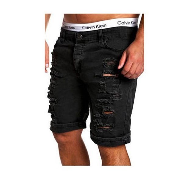 

whole envmenst 2017 summer men casual jean shorts new fashion knee length ripped pockets men denim shorts hole washed beach s4124441, White;black