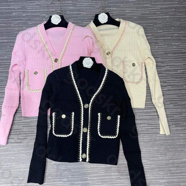 

contrast color women slim coat fashion long sleeve knit cardigan jacket blouse stylish pullover, Black