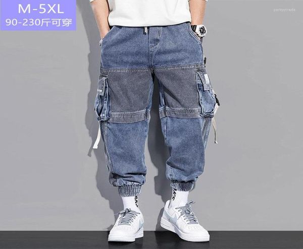 

men039s pants trend stitching tooling jeans men39s allmatch casual washed harem large size loose hiphop leggings2805073, Black