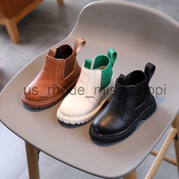 

athletic outdoor children martin boots platform autumn zipper handsome kids short boot 21-30 toddler round toe pu leather comfy boys girls s, Black