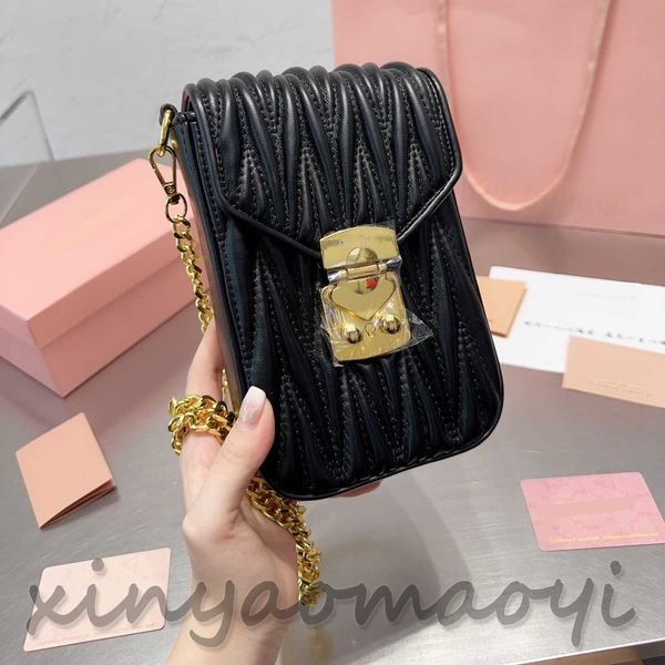 

mm pleated mobile phone bag, mini delicate, women's mobile phone bag, crossbody bag, chain bag, stylish and elegant 825990