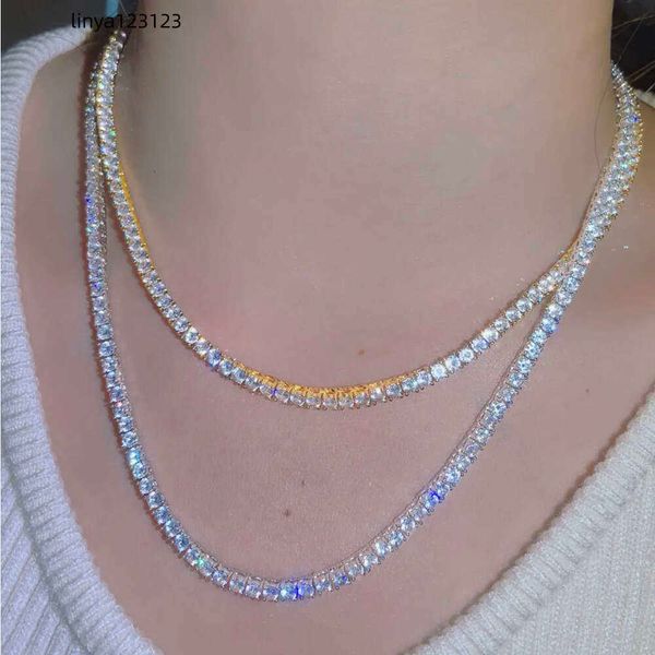 

wholesale price pass diamond test 5mm sier moissanite chain women men necklace moissanite tennis chain, Silver