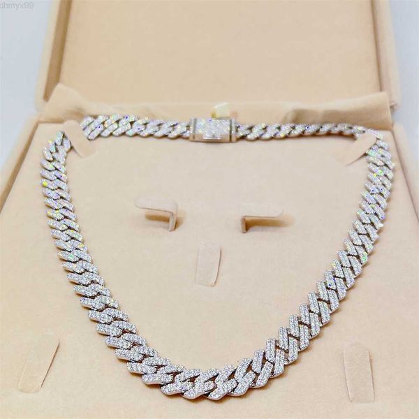 

hip hop bling jewelry 12mm 20'' vvs moissanite necklace iced out cuban link chain, Silver