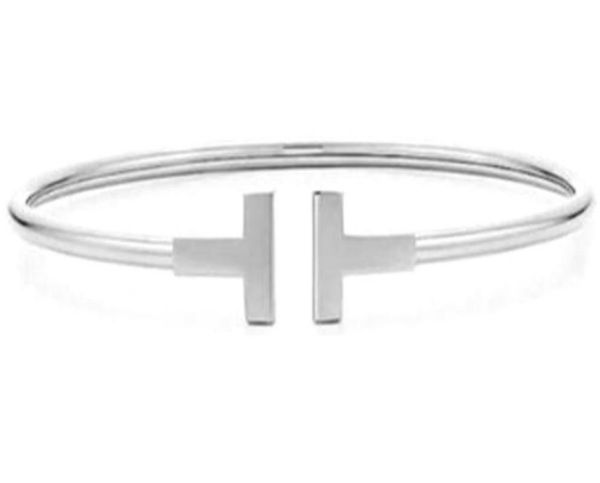 

european and american fashion cshaped opening tshaped stainless steel bracelet vacuum plating titanium steel bracelet ps05884433075, Black