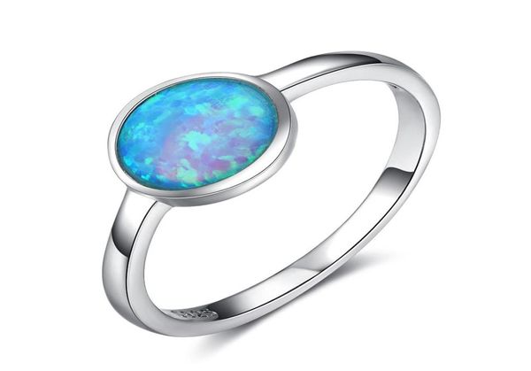 

real 925 sterling silver solitaire ring for women big blue synthetic opal gem stones rings8349018, Golden;silver