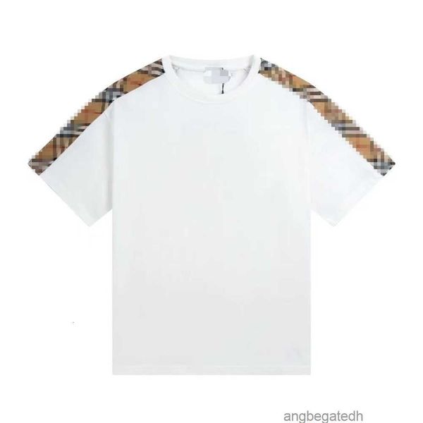 

burby men's t-shirt designer shirt round neck short sleeve t-shirt men's women's sweatshirt plaid printed cotton oversizet-sh, White;black
