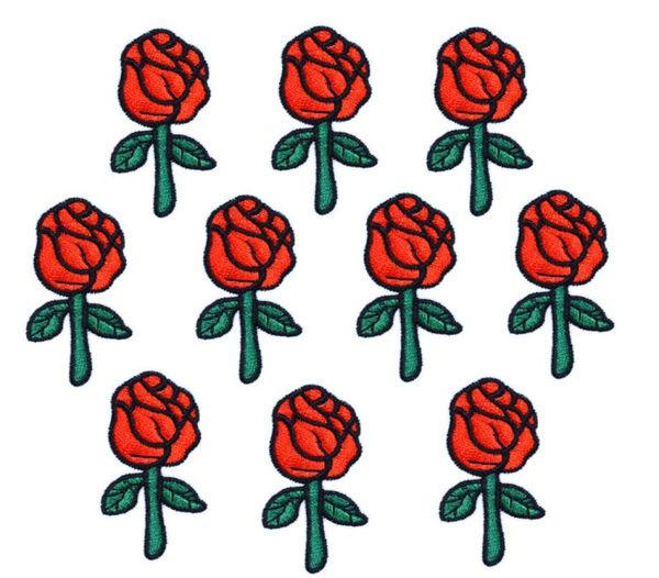

10pcs rose patches for clothing bags iron on embroidery patch for jeans dress diy fabrics for patchwork sew on badge1934190, Black