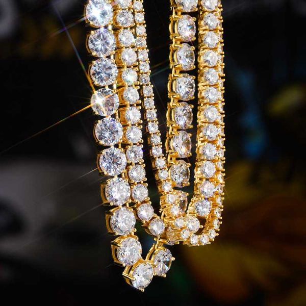 

hip hop 925 sterling silver moissanite cluster tennis chain necklace