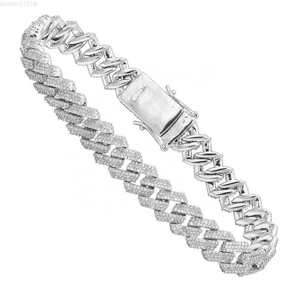 

custom jewelry 925 sterling silver zircon moissanite diamond cuban link chain gold plating men iced out hiphop necklace