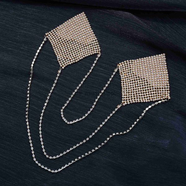 

breast pad 1 pair metal rhinestone nipple sticker reusable women tassel chain bra nipple cover self adhesive geometry nipple pasties x0831