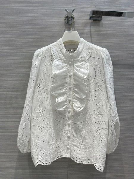

women039s hollow embroidery boat anchor longsleeved shirt palace fungus lace lantern sleeve 314618851, White