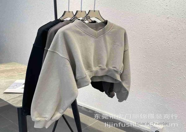 

women's hoodies alexanders designer s sweatshirts autumn v-neck embroidery short long sleeve sweater womens loose bat sleeve shirt65446, Black