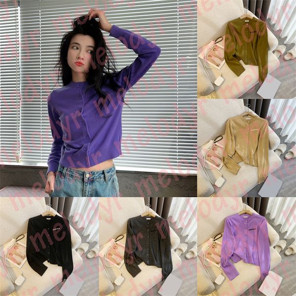 

womens knitted cardigan coat letter print long sleeve knits spring autumn designer slim knitting t shirts, Black