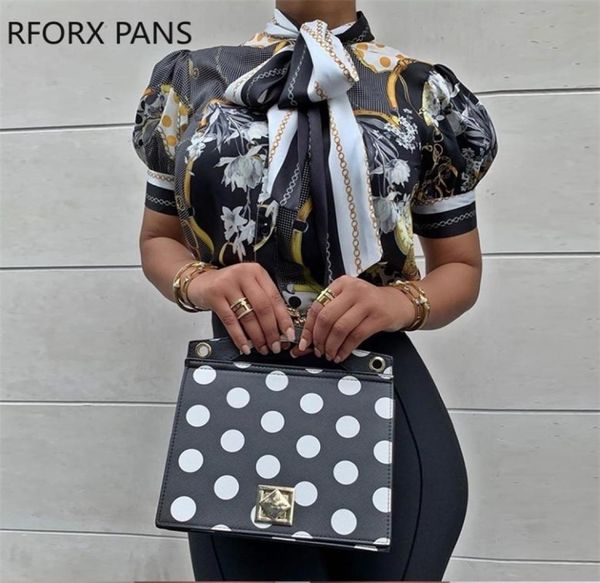 

chains print tied neck casual blouse t200322012345673743139, White