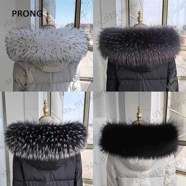 

scarves % natural fur collar real raccoon fur women scarves winter coat neck cap fur trim collar long warm genuine fur scarf t230425, Blue;gray