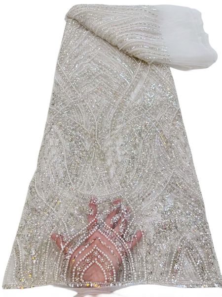 

tulle lace fabric with sequins wedding dress african sewing beaded net clothing party 2023 5 yards evening birthday nigerian lady costumes s, Black;white
