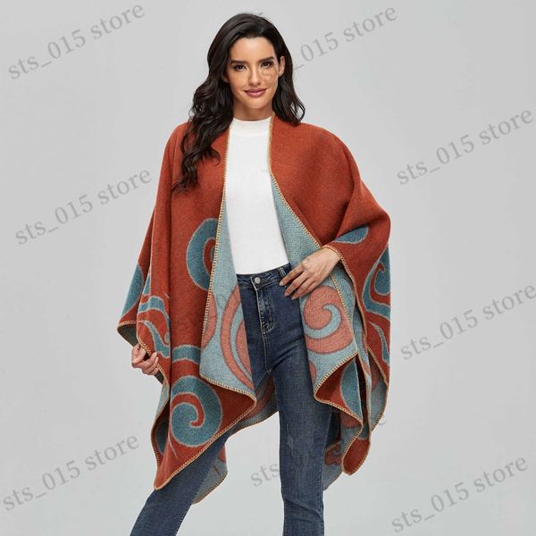 

shawls 2021 fashion winter warm ponchos and capes for women oversized shawls and wraps cashmere pashmina female thick bufanda mujer t230905, Blue;gray