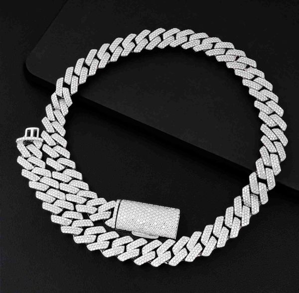 

qian jian jewelry s925 hiphop fashion exquisite vvs 6mm diamond moissanite cuban chain, Silver