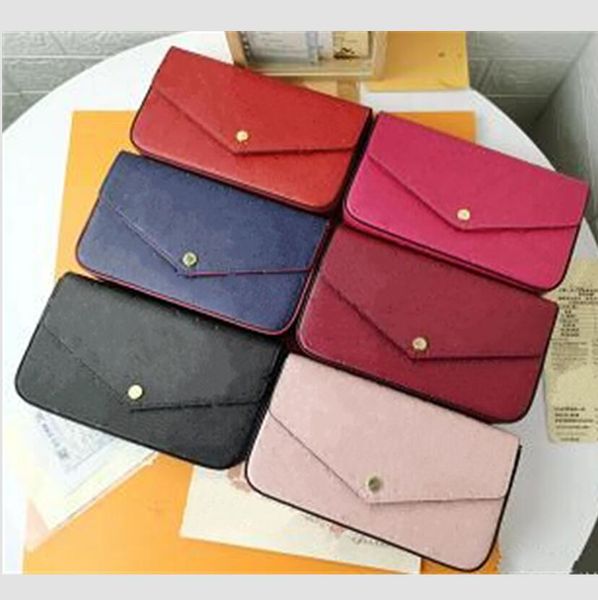 

Free Shipping High quality Designer Bag Women Handbag purse with box letters flowers luxury fashion three in one wholesale, Brown flowers-hot pink