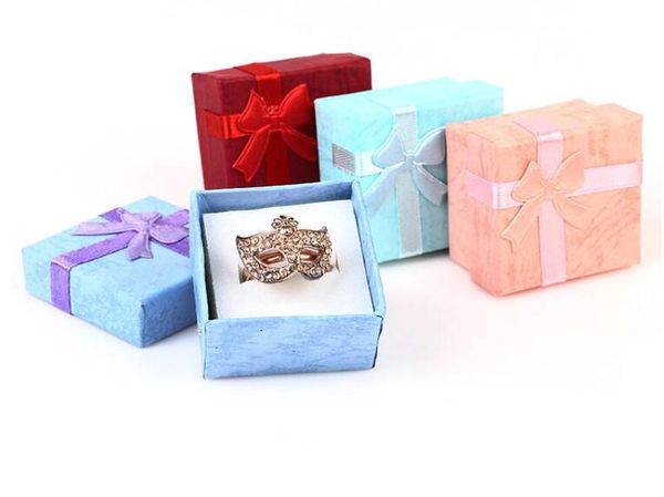

48pcspcs jewelry gift box bow ring box for ring size 4cm 4cm 3cm 4 color red blue pink purple selection5654435, Black;white