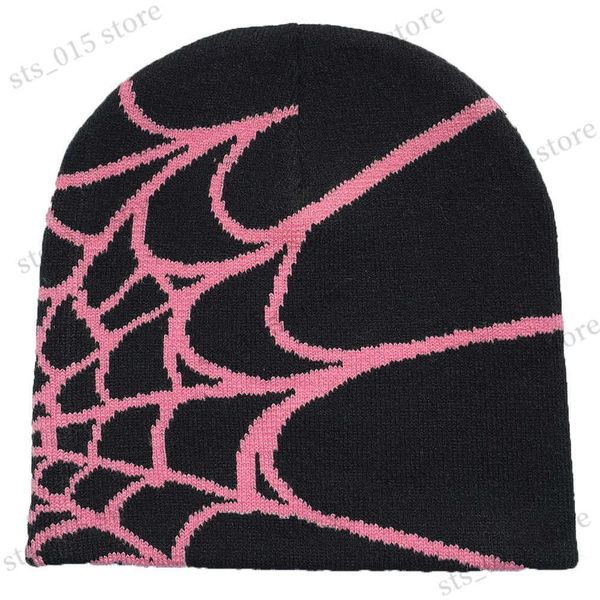 

beanie/skull caps y2k spide web print cap knitting autumn winter hat fashion hip hop warm hats for men and women muiticolor classic wool cap, Blue;gray