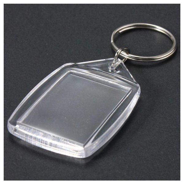 

50 pcs clear acrylic plastic blank keyrings insert passport po keychain keyfobs keychian key chain ring205q, Slivery;golden