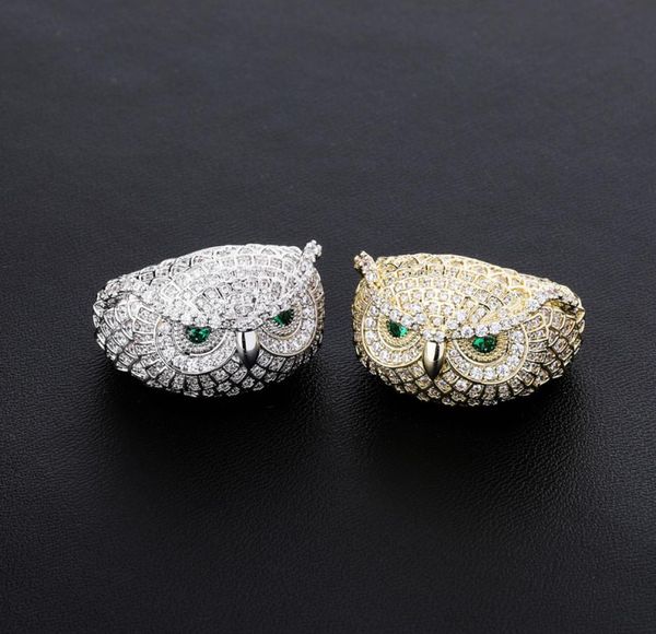 

iced out owl gold ring fashion silver mens stones rings hip hop jewelry6013300
