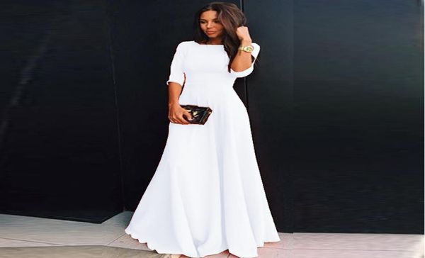 

summer women chiffon dress elegant three quarter sleeve long dresses white black evening party dresses robe femme vestidos1758372, Black;gray