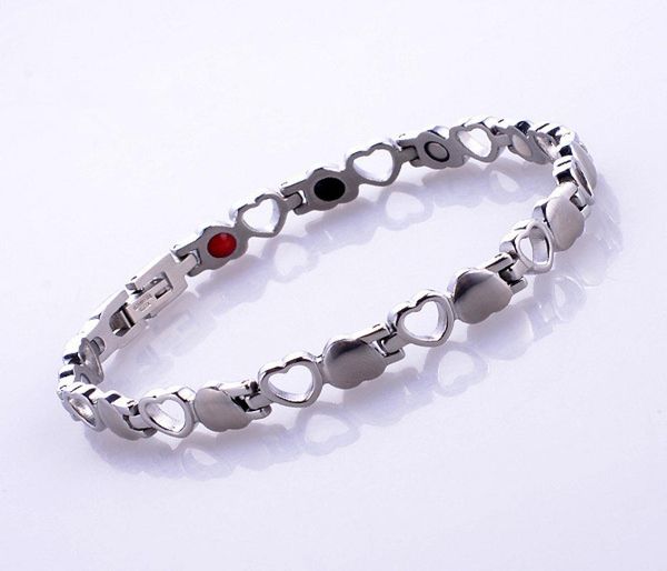 

new fashion women jewelry power magnetic titanium steel link chain bracelet healing female love heart bangle5277910, Black
