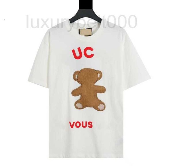 

men's t-shirts designer 2023 new woolen woven little bear zhangzi short sleeve pure cotton round neck casual loose and women's t-s, White;black